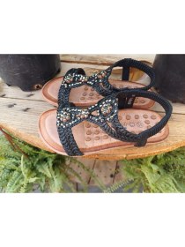 Resim Bags Shoes Guja 24Y152-19 Kız Çocuk Hasır Desen Taşlı Masaj Taban Sandalet 