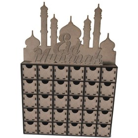 Resim Suntek Ahşap Advent Takvim Seti Ramazan Hediyeleri Tatil Için 43cmx30cmx5cm 
