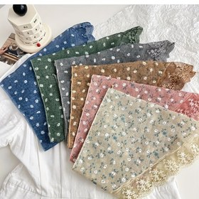 Resim 1 adet Kadınlar için Bohem Tarzı Çiçek Desenli Keten Üçgen Eşarp - Hafif, Nefes Alabilen, Rüzgar Geçirmez Boho Tarzı Baş Bandı, Bahar ve Yaz Rahat Kıyafetler için Mükemmel, Çoklu Renkler Mevcut, Bohem Tarzı Başlık | Bohem Tarzı | Dantel Detaylı Eşarp, Boho Eşarp 