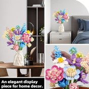 Resim 1002 parça Gül, Nergis, Hortensia Çiçek Yapı Blokları Seti, Yetişkin Buket Bitki Serisi için Uygun, Benzersiz Ev veya Ofis Dekorasyonu, Arkadaşlar veya Aile için Harika Hediye (Vazo Dahil Değildir) 