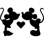 Resim Öpüşen Mickey Minnie Sticker (Oto-Motor-Laptop-Duvar-Dekor) 20 x 12 cm 