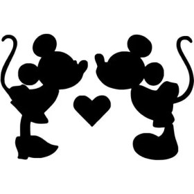 Resim Öpüşen Mickey Minnie Sticker (Oto-Motor-Laptop-Duvar-Dekor) 20 x 12 cm 