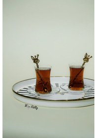 Resim Papillon Emaye Çay Tepsisi Dekoratif Vintage Servis Tepsisi Siyah - Beyaz 