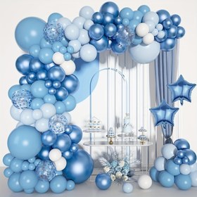 Resim 114 adet Mavi Balon Kemer Çelenk Seti, Doğum Günü Parti Süslemeleri, Cinsiyet Açıklaması, Düğün Süslemeleri, Arka Plan Fotoğraf Aksesuarları, Parti Süslemeleri Ev Dekorasyonu, Oda Dekorasyonu 