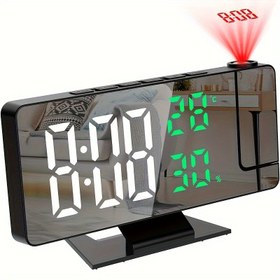 Resim Büyük LED Ekranlı Dijital Alarm Saati, USB Şarjı, Duvara Monte Elektronik Projeksiyon Saati, Hafıza Fonksiyonu, Düğme Pili Dahil - Yatak Odası Dekoru İçin İdeal, Yatak Odası Dekoru Saati | Modern Alarm Saati | USB Güçlü Saat 