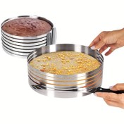 Resim 1 adet, Pasta Dilimleme Aracı, Ayarlanabilir Paslanmaz Çelik Pasta Kesme Halkası - Mükemmel Dilimler İçin 7 Seviye - İki Boyut Seçeneği (15.24-20.32cm veya 22.86-30.48 Cm) 