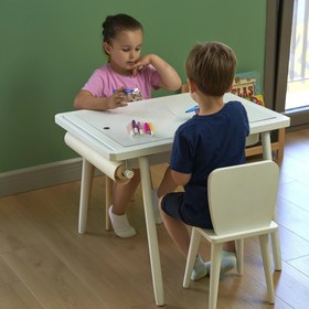 Resim Montessori Ahşap Aktivite Masası - MDF Ahşap - 45cm / Düz 