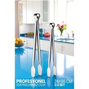 Resim Melek Moda Çelik 18 ve 36 Cm Mangal Barbekü Maşası 