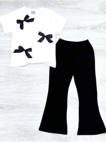 Resim My Kids Wear Kız Çocuk Fiyonk Detaylı Alt Üst Takım Beyaz 
