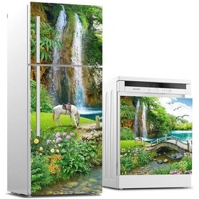 Resim Ve Bulaşık Makinası Beyaz Eşya Sticker Kaplama Şelale At 