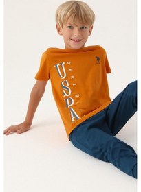 Resim U.s. Polo Assn.1717 Lisanslı Graphic Erkek Çocuk Pijama Takımı Krem 