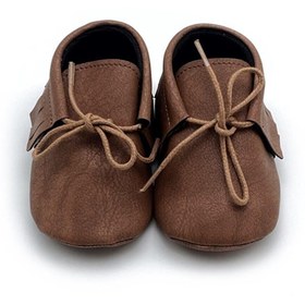 Resim TUĞRA CENTER Baby Tuğra El Yapımı Bağcıklı Makosen Patik Bebek Ayakkabı - Kahve 