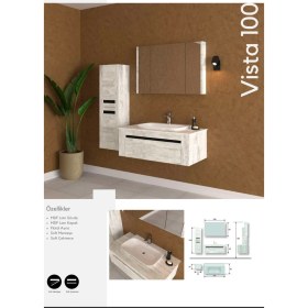 Resim Evros Vista Banyo Dolabı 100 cm Boy Dolabı Dahil 