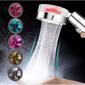 Resim Turbo Duş Başlığı Basınçlı Yağmurlama Stop Düğmeli Renkli Pervaneli Su Tasarruflu Banyo Duş Alosu Diğer 