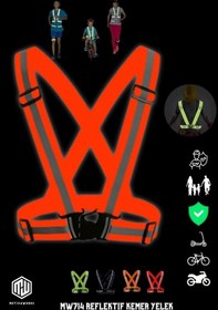 Resim Motiva Yüksek Görünüm Reflektif Yelek Turuncu Fosforlu Neon Bisiklet, Motosiklet,Scooter Gece İkaz Uyarı Ye 