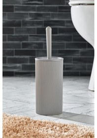 Resim Line Çizgili Yuvarlak Kapaklı Wc Banyo Fırçası - Tuvalet Fırçası Gri 