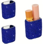 Resim Willowhaven 2 Adet Elmas Kaplama Ruj Kutusu, Koyu Mavi, Ofis Ve Araç İçin Ruj Tutucu 