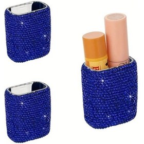 Resim Willowhaven 2 Adet Elmas Kaplama Ruj Kutusu, Koyu Mavi, Ofis Ve Araç İçin Ruj Tutucu 
