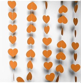 Resim Rose Gold Renk Kalp Kağıt Sarkıt Süs 4 Metre 