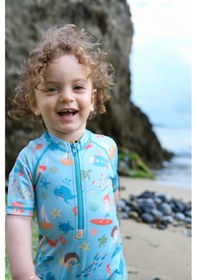 Resim UV Korumalı UPF 50+ Bebek Çocuk Mayosu Journey Under The Sea Mavi 