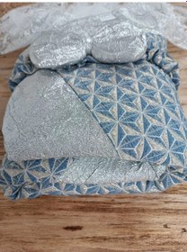 Resim Yenidoğan Piramit Desenli Güpür İşlemeli Bebek Battaniyesi Kundak Gümüş Çok Renkli 