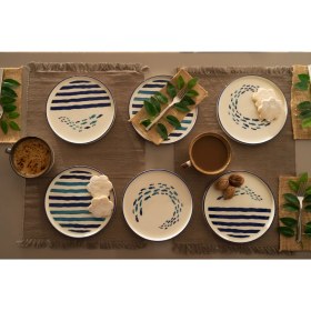 Resim Kevin Seramik Hand Made Marin Serisi Özel Tasarım Pasta Takımı 6 Kişilik 