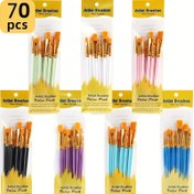Resim 70 parça plastik saplı sanatçı fırça seti, dayanıklı akrilik naylon fırçalar, sulu boya, yağlı boya, Noel, Cadılar Bayramı, Şükran Günü için DIY sanat malzemeleri 