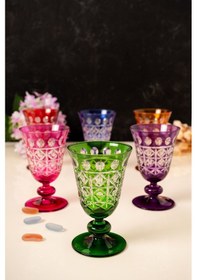 Resim Mest 6 Renk Ayaklı El Işçiliği Kahve Yanı Su Bardağı Seti 6 Kişilik 200 Cc Şık Ve Zarif Tasarım 6 Renk 