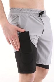Resim Ghassy Co. Erkek Running Hızlı Kuruma Micropolyester Arka Fermuar Cepli Ve Havlu Halkalı Antrenman Futbol Fitness Kısa Taytlı Şort 