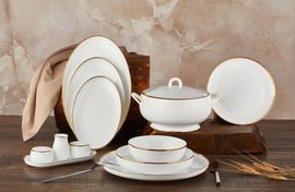 Resim Aryıldız Royal Queen Bone Porselen Topkapı 60 Parça Yemek Takımı 