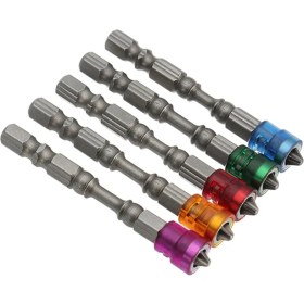 Resim Tornavida Uçları Kaymaz Elektrikli Altıgen Manyetik Tornavida 65MM S2 Ph2 Tek Kafa Bit Aracı 5 Renk / 1/4 Inç Hex Shank Alçıpan Elektrikli Tornavida Seti 