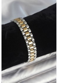 Resim 316l Çelik Gold Ve Gümüş Renk 12 Mm Kalınlık Erkek Bileklik Çok Renkli 