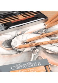 Resim Cretacolor Basic Drawing Set Temel Çizim Kalemleri 6'lı Metal Kut 