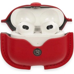 Resim Eco Port Apple Airpods 3 (3.nesil) Çanta Deri Kılıf - Kırmızı 