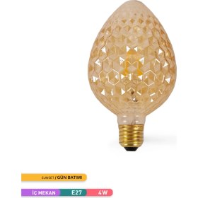 Resim Ack G95 Rustık Led Ampul 2200K Sarı Işık 350Lm 220-240V 4W E27 