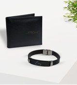 Resim Bk Gift Kişiye Özel Isimli Siyah Deri Cüzdan Ve Bileklik Hediye Seti-2 