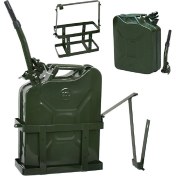 Resim Biterse 3 Lü Yakıt Ekipman Seti 20 Litre Çelik Benzin Bidonu + Kilit Mekanizmalı Sabitlenebilir Sepet + Doldurma Borusu Aparatı 