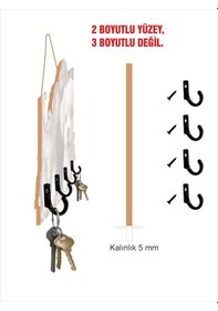 Resim 2d Ahşap Dört Metal Kancalı Uv Baskılı Mdf Duvar Askılığı Anahtarlık Duvar Dekoratif Çok Renkli 