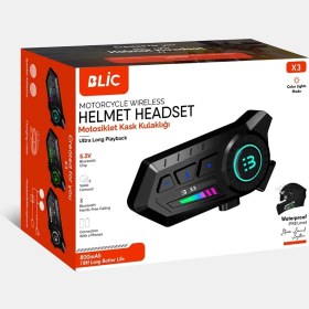 Resim X3 Motor Kask Kulaklık Rgb Modlu Su Geçirmez 5.3 Bluetooth Intercom ( Lisinya ) 