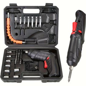 Resim 45 adet Mini Kablosuz Elektrikli Tornavida Seti, Deforme Edilebilir Tornavida Uçları, Küçük USB Şarjlı Tornavida Kiti 
