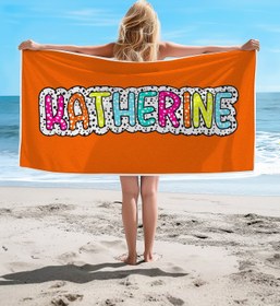 Resim Personalized Dalmatian Patterned Beach Towel - Rainbow Name - Summer Vacation and Bridesmaid Party Gift - Special for Her - 70×140cm 