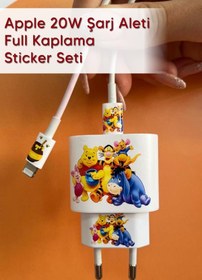 Resim MSticker Iphone 20w Uyumlu Şarj Aleti Kaplaması - Winnie De Pooh2 Temalı Full Sarj Aleti Sticker 5 Parça 