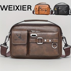 Resim WEIXIER Erkek Çok Cepli Crossbody Evrak çantası Dönüştürülebilir Sırtta Taşınabilen Sürekli Omuz Askısı, İstenilen Boyda Bel Kemeri & El đeği ile - kahvereng/siyahlanmış Tan gibi şekillendirmeli, Altın Şerit Donatım, çekmel bölmeler iş ortamı çalışma seyehat etme üzerine tasarlan-miş erklerin ideal hediyesi- Günlükü ve resmi olarak tašina- bilen- müzikal dayaňık hergünluk dańa- nışka sürtülmesi, ertelere omuz đeğişle- meki yapılmasıyla hafif 