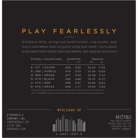 Resim D'Addario NYXL1046-3P NYXL Nickel Elektro Gitar Teli - Regular Light (10-46) (3'lü Paket) 