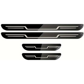 Resim Sunshine022 4 Adet Siyah Ağır Hizmet Paslanmaz Çelik Araç Eşik Koruması Çizilmeye Kaymaya Dayanıklı 