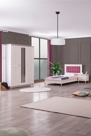 Resim Setay Ezgi Lüx Genç Odası - 3 Kapılı Dolap, Karyola, Komodin 