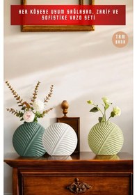 Resim Dekoratif Vazo Seti Obje Ev Dekorasyon Masa Üstü Dekor Vazo Seti Model 29 Açık Yeşil Beyaz Koyu Yeşil Açık Yeşil Beyaz Koyu Yeşil 