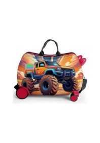 Resim Coral High Kids Turuncu High Wheels Truck Desenli Otur-çek Çocuk Valizi 16365 Turuncu 