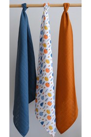 Resim runbaby ( 3 Adet ) 100x75cm %100 Pamuk 3'lü Müslin Örtü Set 
