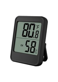 Resim Teltree Mc40 Siyah Ev Tipi Dijital Nem Ve Sıcaklık Ölçer, Geniş Ekran, Kolay Okunur, 3 Farklı Montaj Seçeneği 